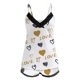 thumbnail image 3 of Gibobby Conjunto de 2 piezas de camisola sexy con estampado de amor para mujer, ropa de dormir con encaje sin espalda, lencería, traje de pantalones calientes (Blanco, M), 3 of 5