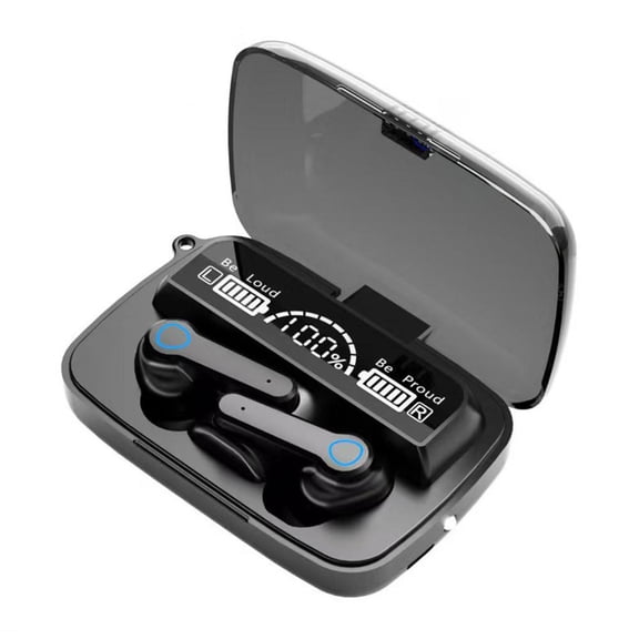 True Wireless Earbuds, Bluetooth 5.3 with Microphone, Noise Canceling Blue Tooth Ear Buds, Clear Calls Earphones with Mics for Sports Workout - Black