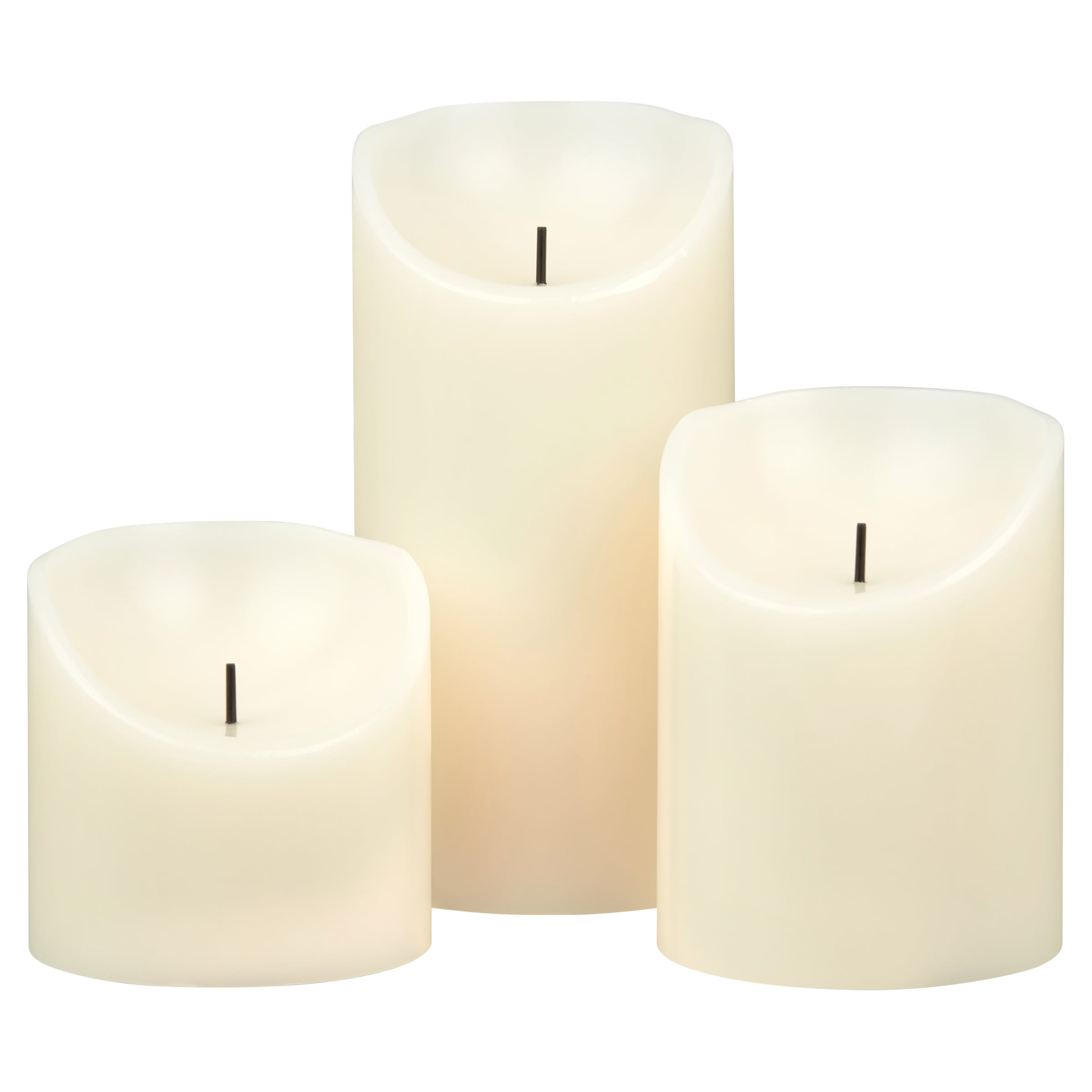(4 pack) Mainstays Unscented Flameless LED Pillar Candle, Ivory, Various Sizes, 3 Count