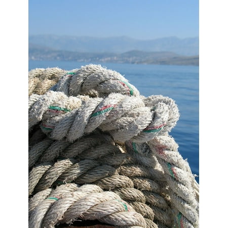 Canvas Print Thick Tied Worn Coiled Detail Rope Heavy Knot Stretched Canvas 10 x