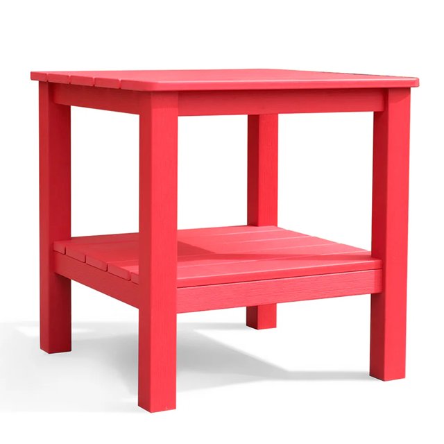 Table Adirondack Table d'Appoint d'Extérieur 18 Pouces à Deux Niveaux Carrée Table de Bout avec Étagère de Rangement Gain de Place