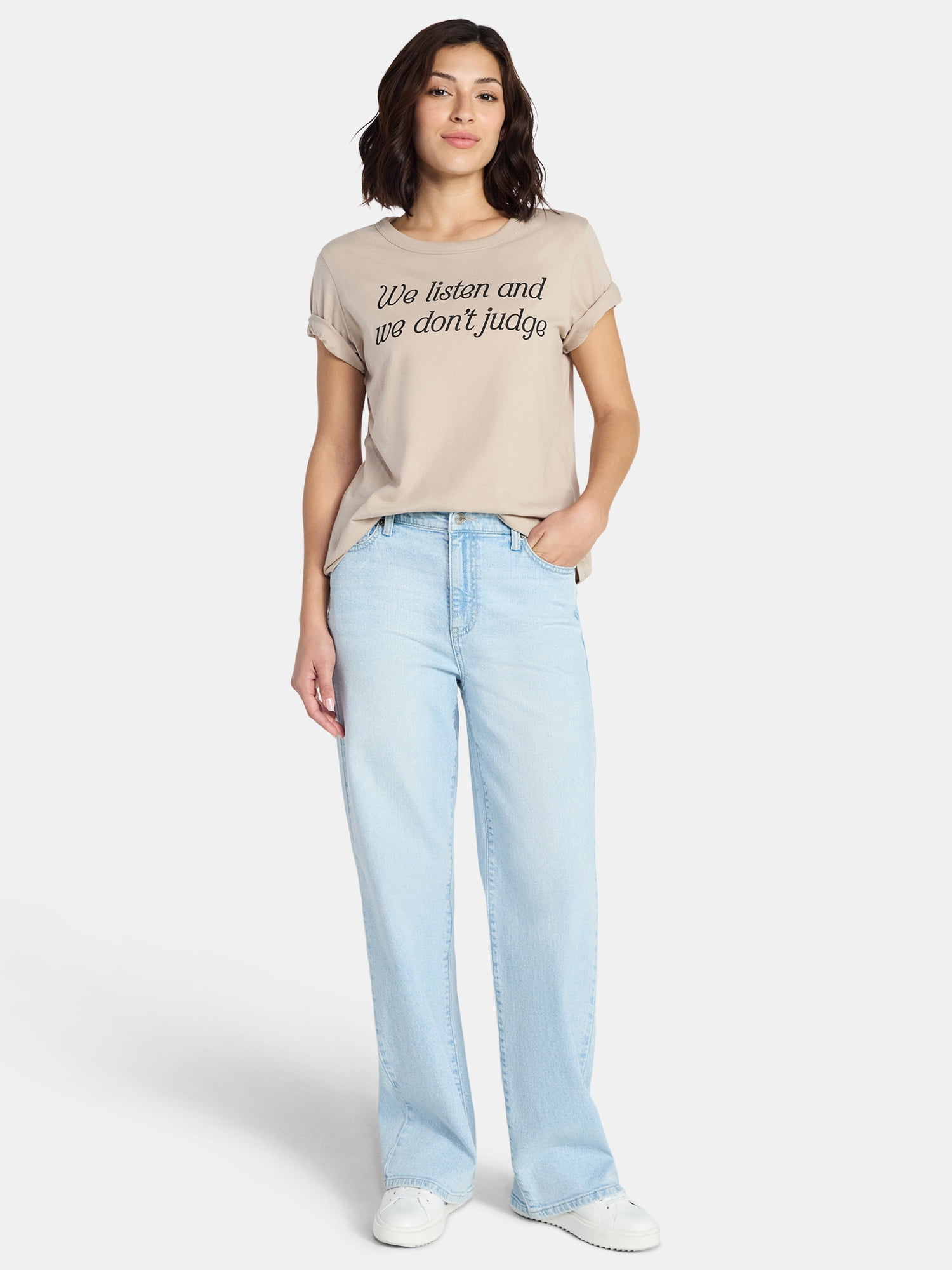 We Listen Women’s Graphic Tee with Short Sleeves, Sizes XXS-XXL