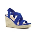 thumbnail image 1 of BLISSFUL STEP Women's Shoes Crisscross Ankle Strap Espadrille Wedge Sandals Deep Blue 8.5, 1 of 7