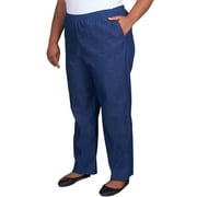Alfred Dunner Women's Plus Size Casual Elastic Waist Denim Pull-On Jeans
