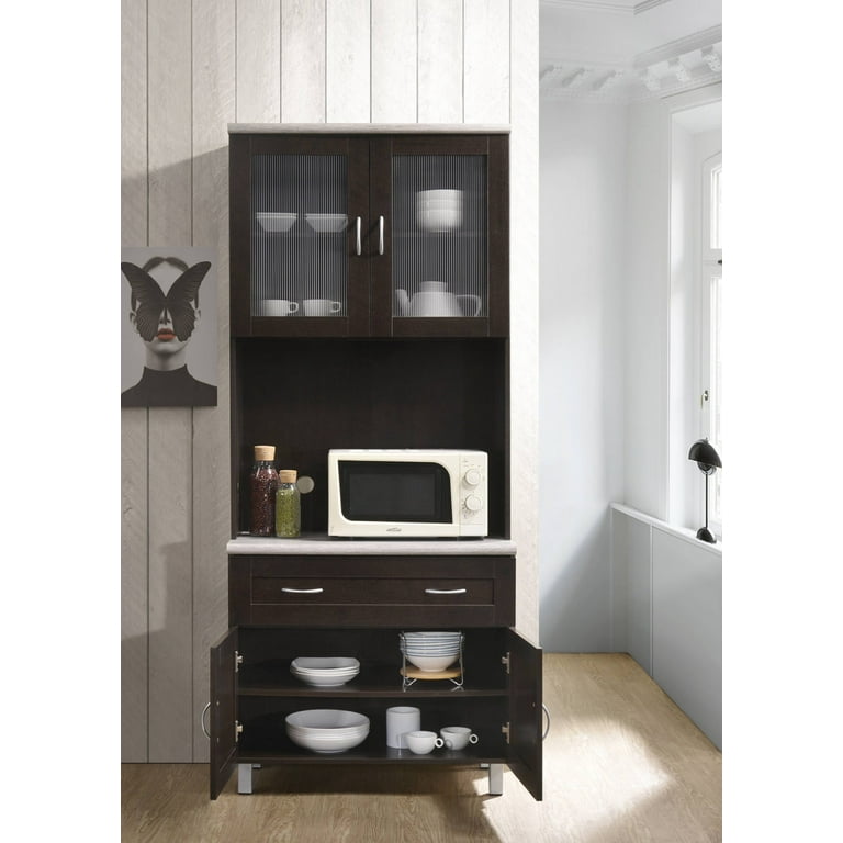 Hodedah Tall Kitchen Cabinet, Chocolate-Grey Hodedah Tall Kitchen Cabinet, Chocolate-Grey