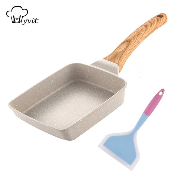 Japanese Omelette Pan,Tamagoyaki Egg Pan Nonstick Rectangle Frying Egg Pan with Spatula,Suitable For Gas Stove & Induction Cookware,Cooker,6" x 7"