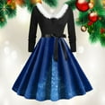 thumbnail image 2 of UngA Women’s Christmas Dress 1950s Retro Vintage Furry V-Neck Swing Party Dresses Xmas Printed Evening Prom Women Cocktail Dresses,Size L, 2 of 3