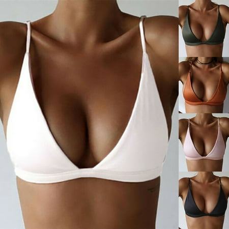 

Twowood Women Solid Color Triangle Cup Padded Wireless Bra Swimming Sports Brassiere
