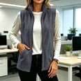 thumbnail image 2 of Lcziwo Sleeveless Zip Up Vest Women Polar Fleece Stand Collar Casual Jacket Pockets Fall Winter Warm Outerwear Dark Gray,L, 2 of 9