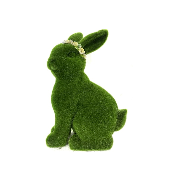 Kiewfjdk Green Moss Artificial Bunny Topiary, Easter Bunny Statue, Outdoor Easter Decor, Indoor Easter Decorations, Easter Garden Decor, Floral Crown Bunny, Ideal Easter Gifts for Home & Yard (B)