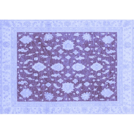 Ahgly Company Machine Washable Indoor Rectangle Oriental Blue Traditional Area Rugs, 2' x 5'