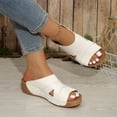 thumbnail image 4 of Women's Orthopedic Sandals Open Toe Splice Leather Platform Slides Summer Casual Cushioned Slip on Walking Shoes Soft Sole Slippers White Size 8, 4 of 9
