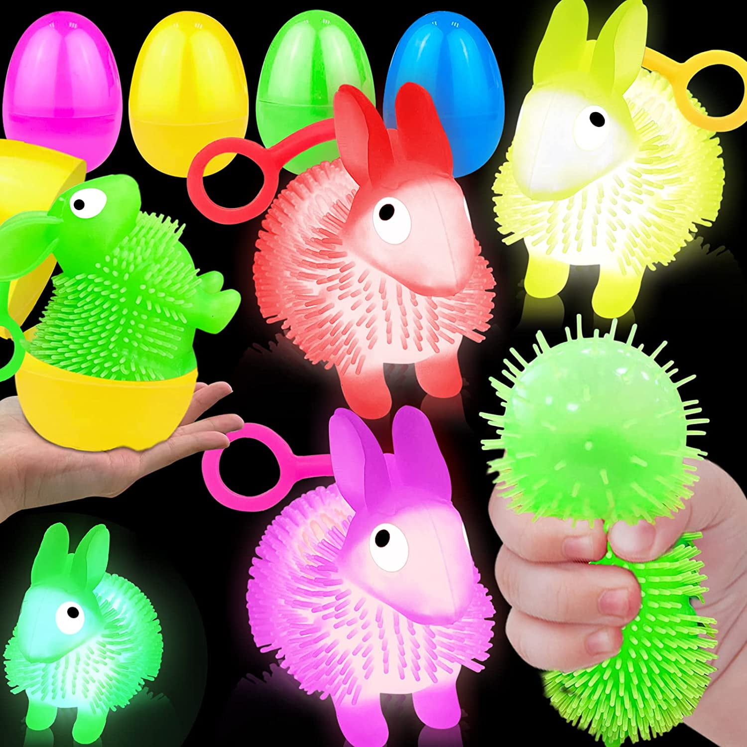 8PCS Glowing Bunny Squeeze Kids Easter Toys, Glowing Squeeze Balls, Glow in  the Dark Sensory Toys, Toddler and Toddler Anxiety Sensory Toys, Easter