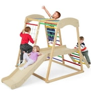Infans 6-in-1 Indoor Jungle Gym Wooden Playground Climber Playset for Kids 1+ Years