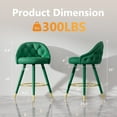 thumbnail image 2 of Solfway Swivel Bar Stools Set of 2, Counter Height Bar Stools with Back, 26 inch Tufted Velvet Barstools for Kitchen Island with Wood Legs and Footrest, Green, 2 of 9