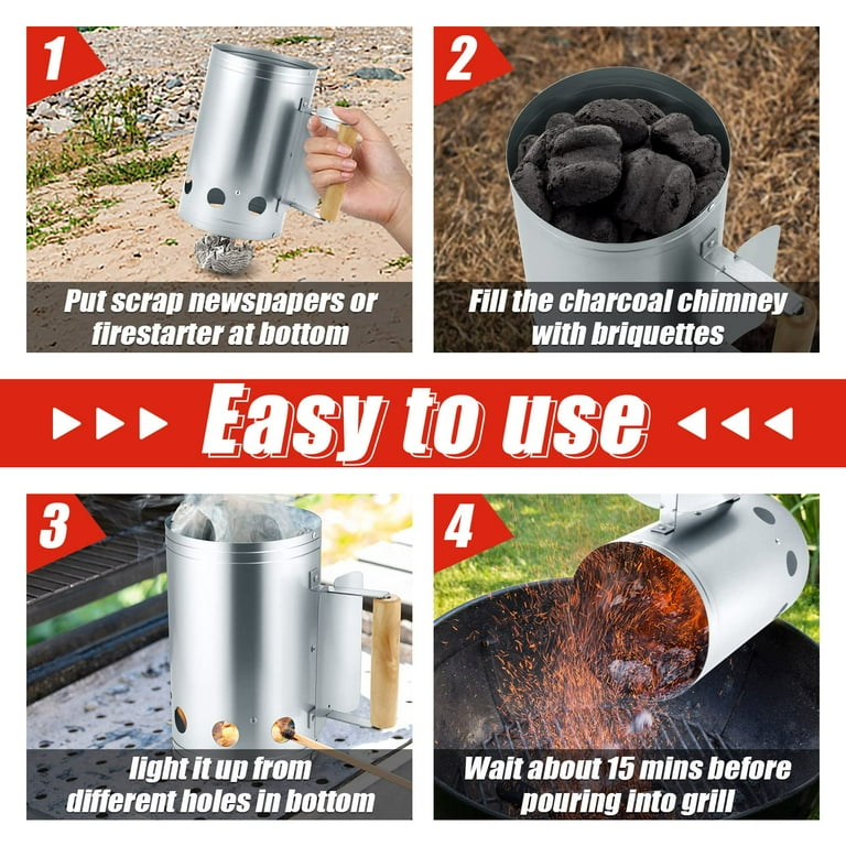 Walchoice Charcoal Chimney Starter, Portable BBQ Chimney for
