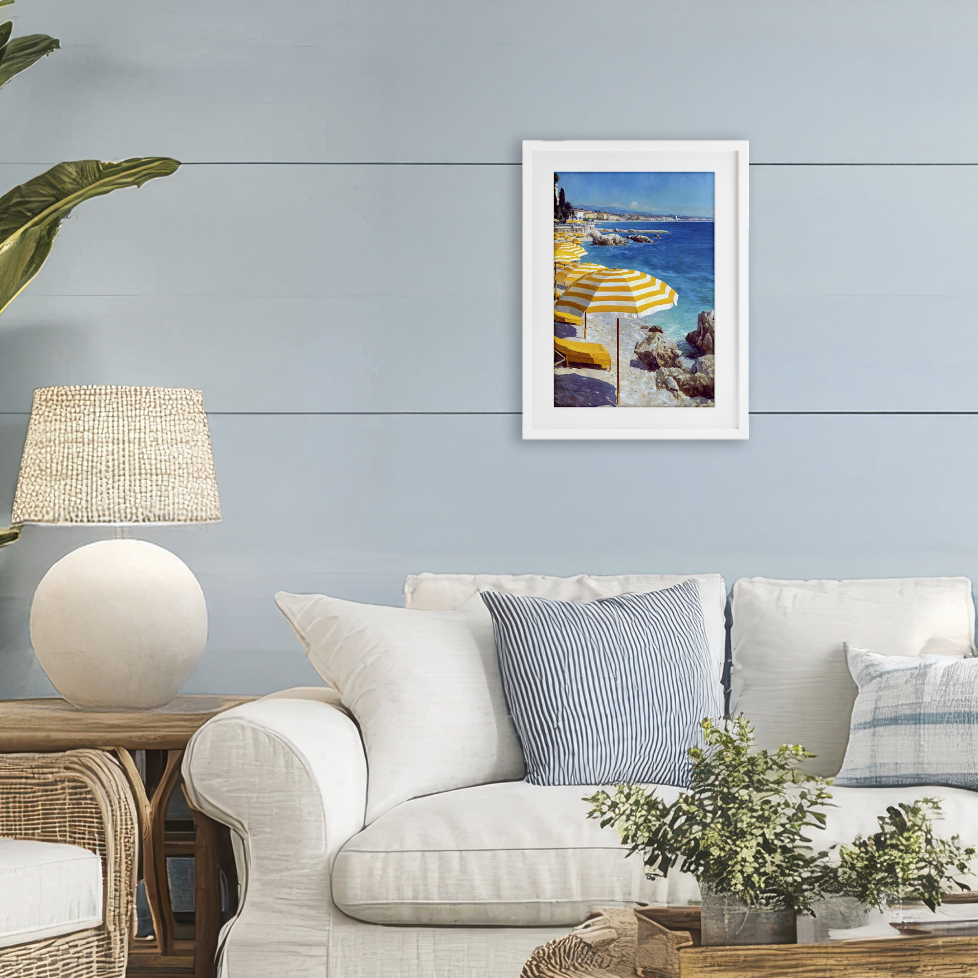 Stupell Industries Sunshine on the Shore White Framed Print Under Glass, design by Petal Prints Design