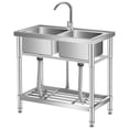 thumbnail image 1 of Bingirl 33-Inch Free-Standing Stainless Steel Utility Sink for Garage, Laundry Room, Workshop, Silver, with Hot/Cold Water Pipes Included, 1 of 7