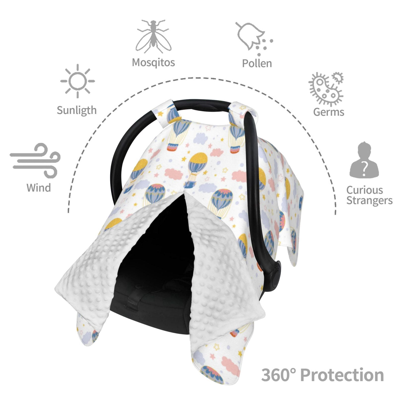 Car Seat Cover Baby - hot air balloon Breathable Infant Car Seat Cover for Baby Carseat, Lightweight Comfort Baby Essentials Must Haves Newborn Stuff for Girl Boy