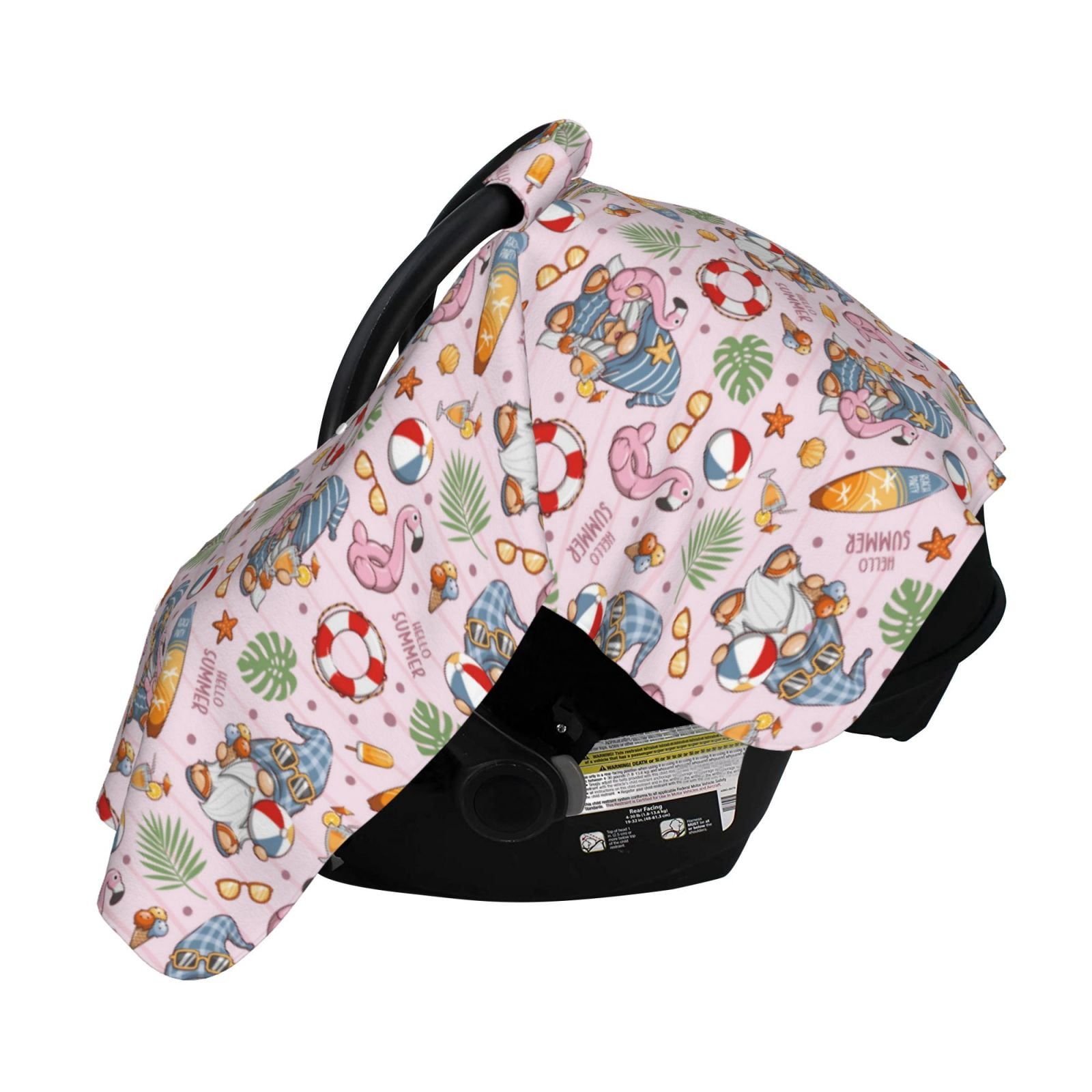 Naloa Hello Summer With Gnome Baby Car Seat Cover, Breathable Baby Carrier Cover, Multiuse Baby Carrier Cover & Nursing Breastfeeding Cover