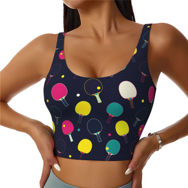 Lsque Raquettes de Ping-Pong Colorées Imprimées, Soutien-Gorge de Sport pour Femmes, Compression, Évacuation de l'Humidité, Soutien-Gorge de Sport à Fort Impact pour Femmes, Soutien-Gorge de Sport de Soutien-Grand