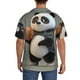 thumbnail image 3 of Balery Cartoon Pandas Basketball Camisa Casual de Manga Corta con Botones para Hombre, Texturizada, Estilo Cubano, para Playa, Verano-Large, 3 of 5