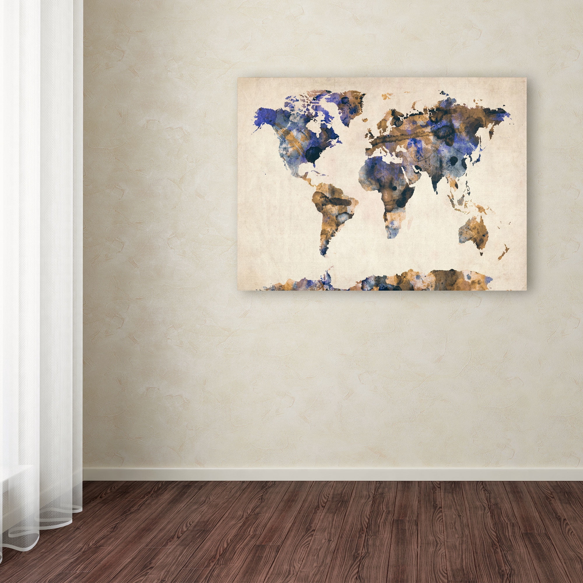 Trademark Art 'Watercolor Map 3' Canvas Art by Michael Tompsett