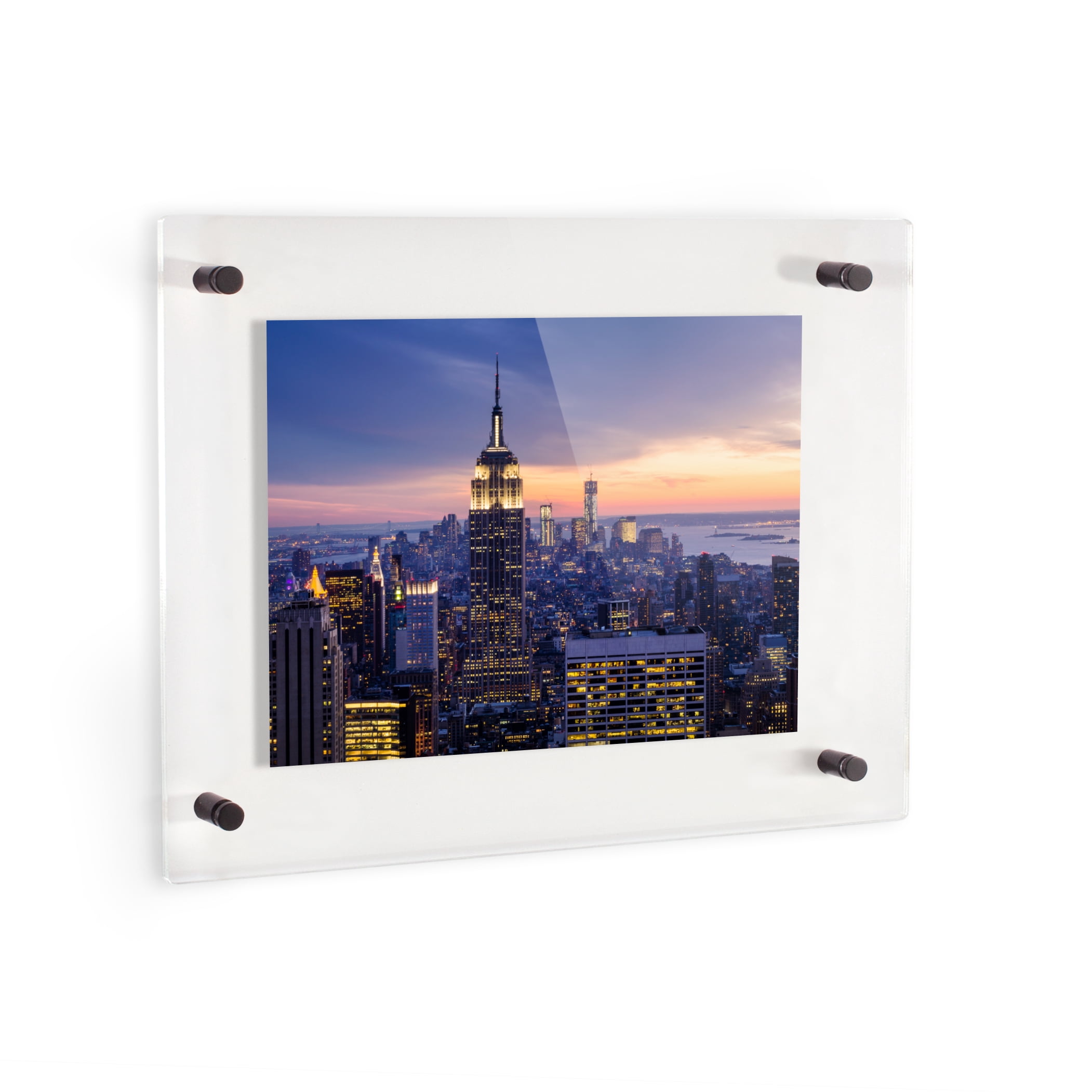 ArtToFrames Floating Acrylic Frame for Photos Up to 22x28 inches (Full Frame is 26x32) with Black Acrylic Standoff Hardware