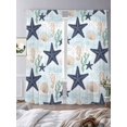 thumbnail image 3 of Summer Marine Life Sheer Curtains 2 Panels Set Ocean Starfish Seahorse Graffiti Shell Seaweed Sheer Window Curtains Light Filtering Rod Pocket Voile Drapes for Bedroom Living Room 52"X96", 3 of 9