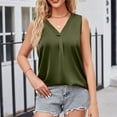thumbnail image 2 of Camisole Tank Tops for Women V Neck Soild Color Satin Vest Shirt Fashionable Summer Y2K Going Out Basic Cami Shirt, 2 of 5