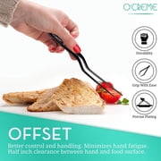 OCreme 8 Inch Purple Stainless Steel Precision Kitchen Culinary Offset Tweezer Tongs