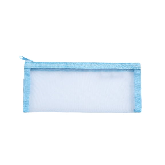 Mesh Pouch Bags, Mesh Bags with Zipper, Pouch Pencil Case Storage Pocket for Organizing File Beads Office Home Supplies, 8.1 X 3.5 Inches Blue