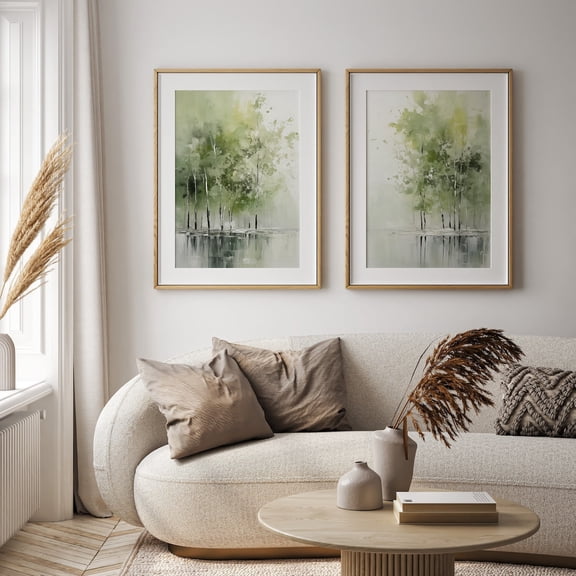 Sage Green Wall Art Sage Green Wall Abstract Wall Decor Nature Woods Minimalist Set 2 Unframed Paper Print 8x12