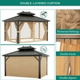 thumbnail image 6 of Accreate 10x13 FT Outdoor Galvanised Steel Hardtop Gazebo, Double Roof Gazebo with Netting and Sunshade Curtains, Aluminium Framed Gazebo for Patio Terrace Lawn Deck, Khaki, 6 of 6