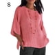 thumbnail image 1 of Ropa De Mujer Camisa De Cuello Redondo De Manga 3/4 Top Casual De Lino De Algodón, Rosa, S kenally  AP002239-09, 1 of 5