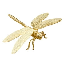 CUTICATE Mini Dragonfly Sculpture, Metal Dragonfly Ornament, Solid Small Animal Statue Brass Desktop Dragonfly Sculpture, for Tea Room Gold