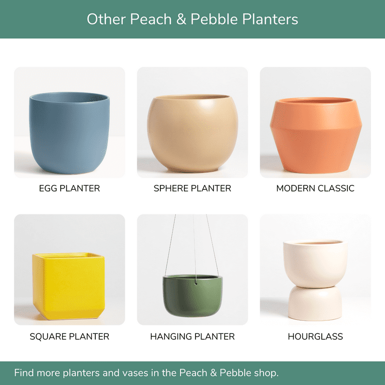 Peach & Pebble 10 inch Modern Ceramic Planter, Matte White Peach & Pebble 10 inch Modern Ceramic Planter, Matte White