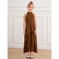 thumbnail image 4 of LiiYii Girls Summer Birthday Jumpsuit for Wedding Pageant Party Ruffle Rompers Flare Bell Bottom Coffee 10, 4 of 6