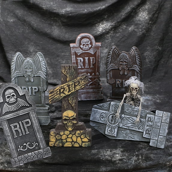 wirlsweal Halloween Foam Tombstone RIP Horror Multi-styles Spooky Realistic Scene Layout Prank Props Ghost Festival Yard Decor Graveyard Tombstone Party Supplies