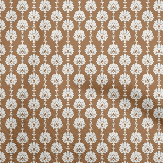 oneOone Silk Tabby Tawny Brown Fabric Asian Block Sewing Material Print Fabric By The Yard 42 Inch Wide