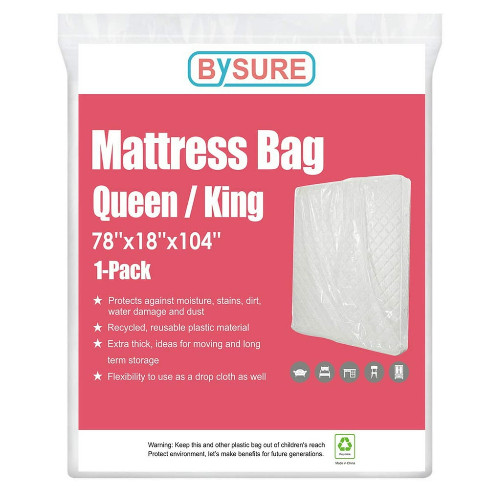 HOMEIDEAS 4 Mil 1Pack Super Thick Mattress Bags for Moving Queen/King