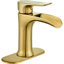 Yundoom Brushed Gold Bathroom Faucet,Bathroom Sink Faucet,Waterfall Bathroom Faucet