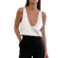 thumbnail image 3 of Womens Summer U Neck Satin Sleeveless Casual Tank Tops White L, 3 of 9