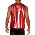thumbnail image 3 of Camiseta sin mangas metálica Inspire Chic para hombre, cuello redondo, brillante, fiesta disco, talla XL, roja, 3 of 6
