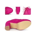 thumbnail image 2 of BLISSFUL STEP Glitter Chunky Heel Lace Up Ankle Booties for Women Hot Pink (Size 8), 2 of 5