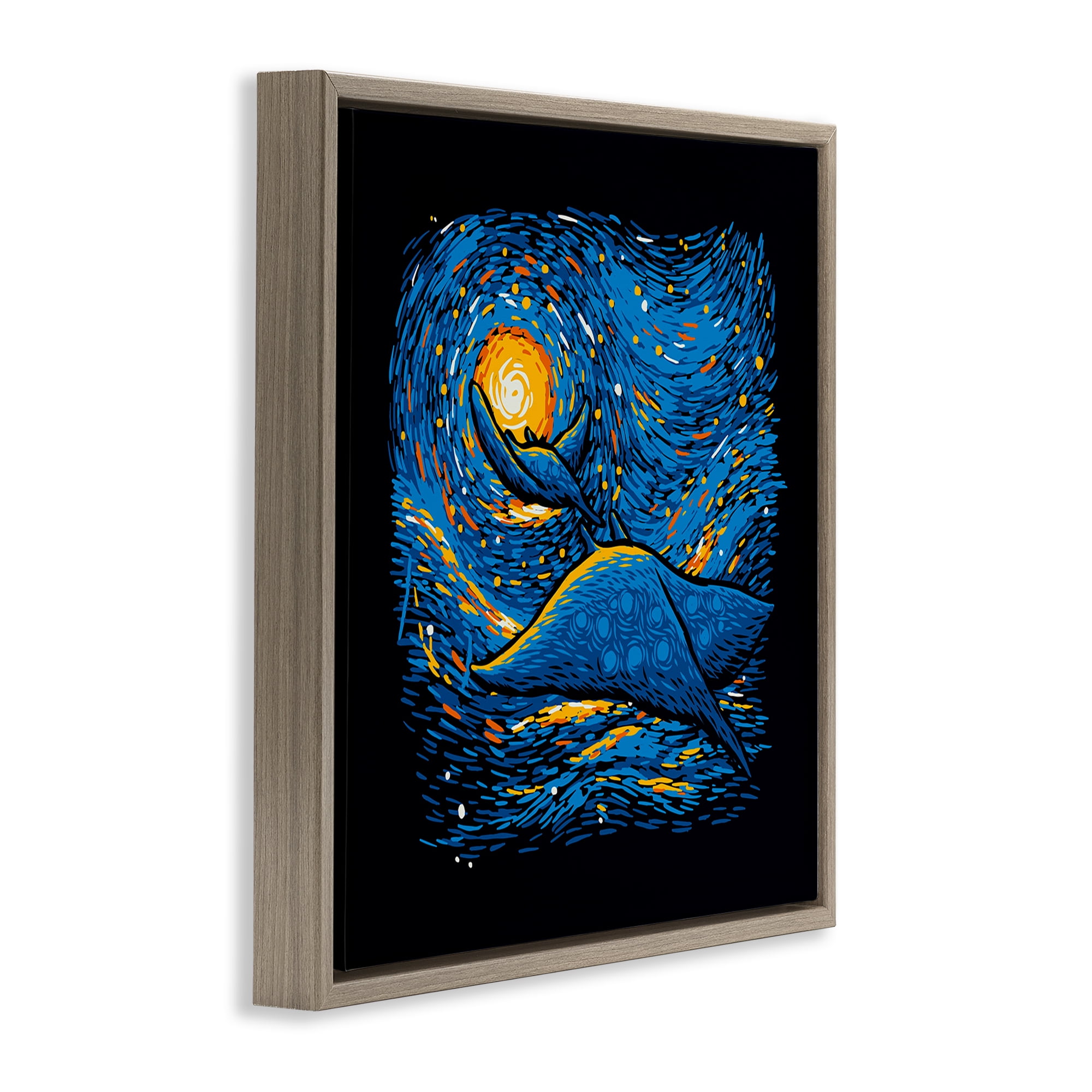 Stupell Industries Impressionist Manta Rays Brown Framed Floater Canvas Wall Art, design by Tobe Fonseca