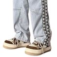 thumbnail image 4 of Pantalones anchos de pierna para hombre, pantalones vaqueros anchos para hombre, pantalones vaqueros holgados para hombre, pantalones de corte relajado con empalmes, muy versátiles, 4 of 9