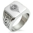thumbnail image 1 of Stainless Steel Hera Greek Goddess of Marriage Geometric Pattern Biker Style Polished Ring, 1 of 1