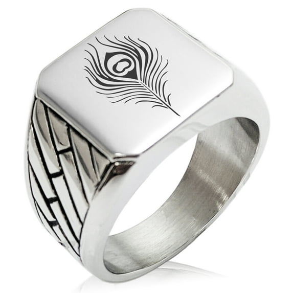Stainless Steel Hera Greek Goddess of Marriage Geometric Pattern Biker Style Polished Ring
