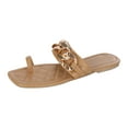 thumbnail image 1 of Womens Casual Vacation Open Toe Decorative Buckle Chain Solid Flat Beach Sandals, 1 of 8